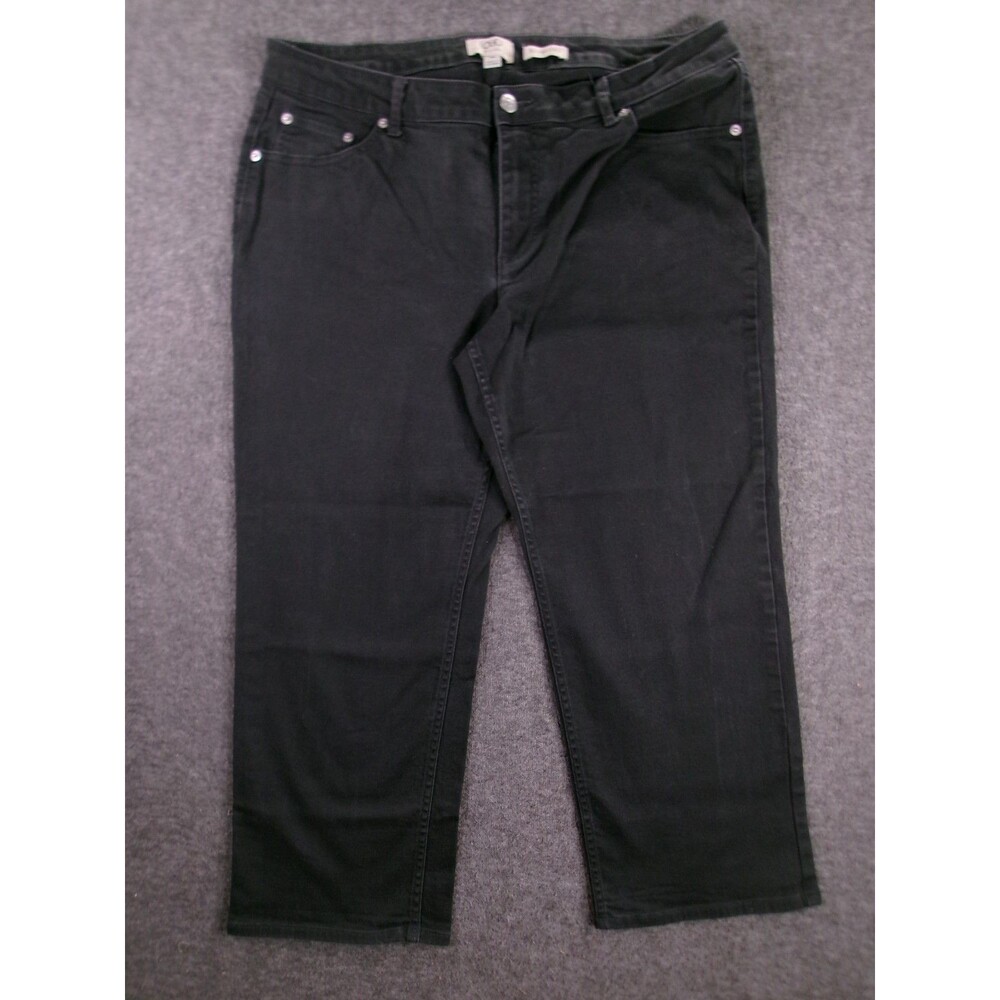 LOGO Lori Goldstein Jeans Women 16 Petite Black Boyfriend Relaxed Fit Causal